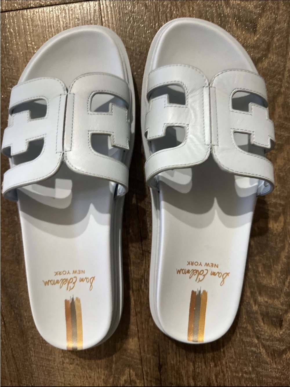 Sam Edelman White Leather Slide Sandals with Cutout Straps- size 7.5 - Picture 3 of 5